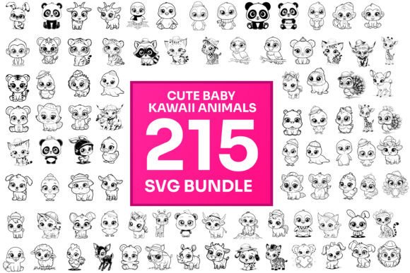Download 215 Cute Kawaii Animal SVG Bundle - Animal svg Collection