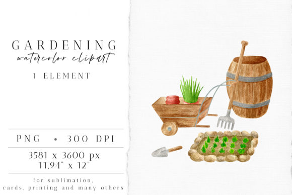 Download Garden Tools. Farmhouse Watercolor PNG - Garden tools Collection