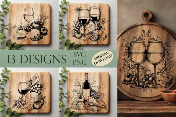 Download Wine Cutting Board Laser Engraving SVG - Premium Bundle